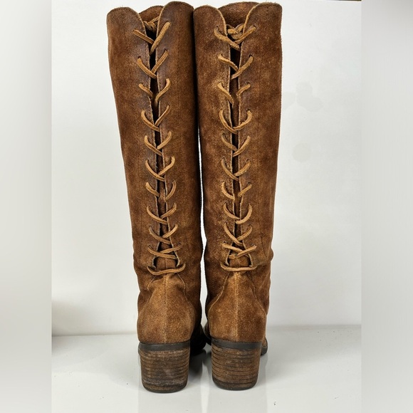 BORN Camel brown lace‎ back riding boots size 8.5. - Picture 2 of 9